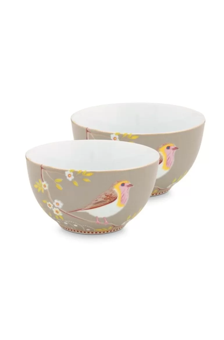 Schalen<Pip Studio Early Bird Set/2 Schalen 15 Cm Khaki