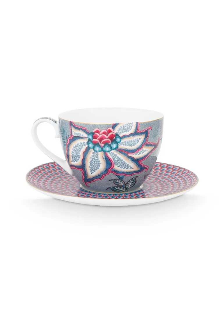 Tasse & Untertasse<Pip Studio Flower Festival Cappuccino Tasse & Undertasse Hellblau