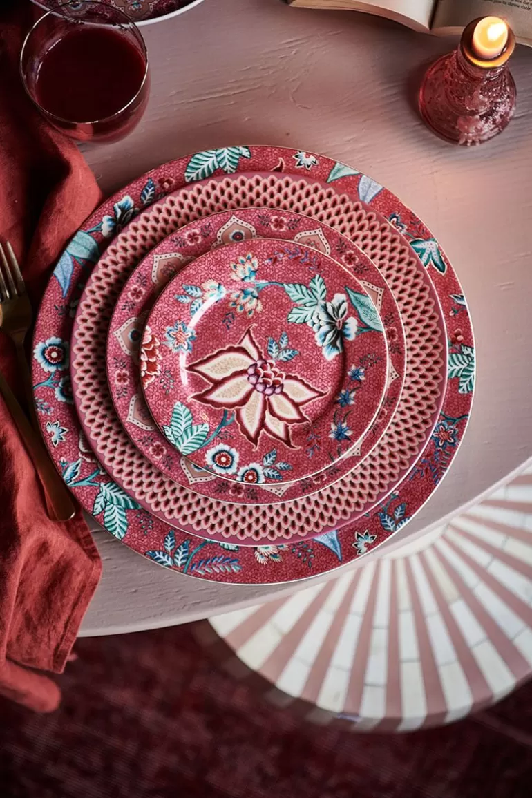 Gebäckteller<Pip Studio Flower Festival Gebäckteller Dunkel 17 Cm Rosa