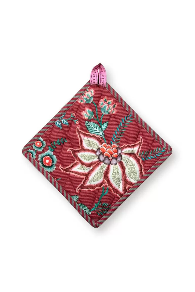 Ofenhandschuhe<Pip Studio Flower Festival Topflappen Quadratisch Dunkelrosa