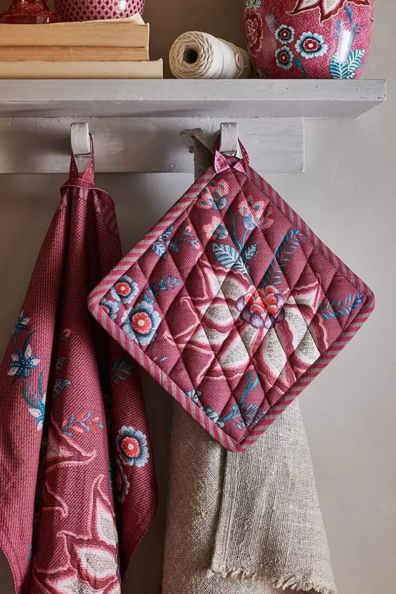 Ofenhandschuhe<Pip Studio Flower Festival Topflappen Quadratisch Dunkelrosa