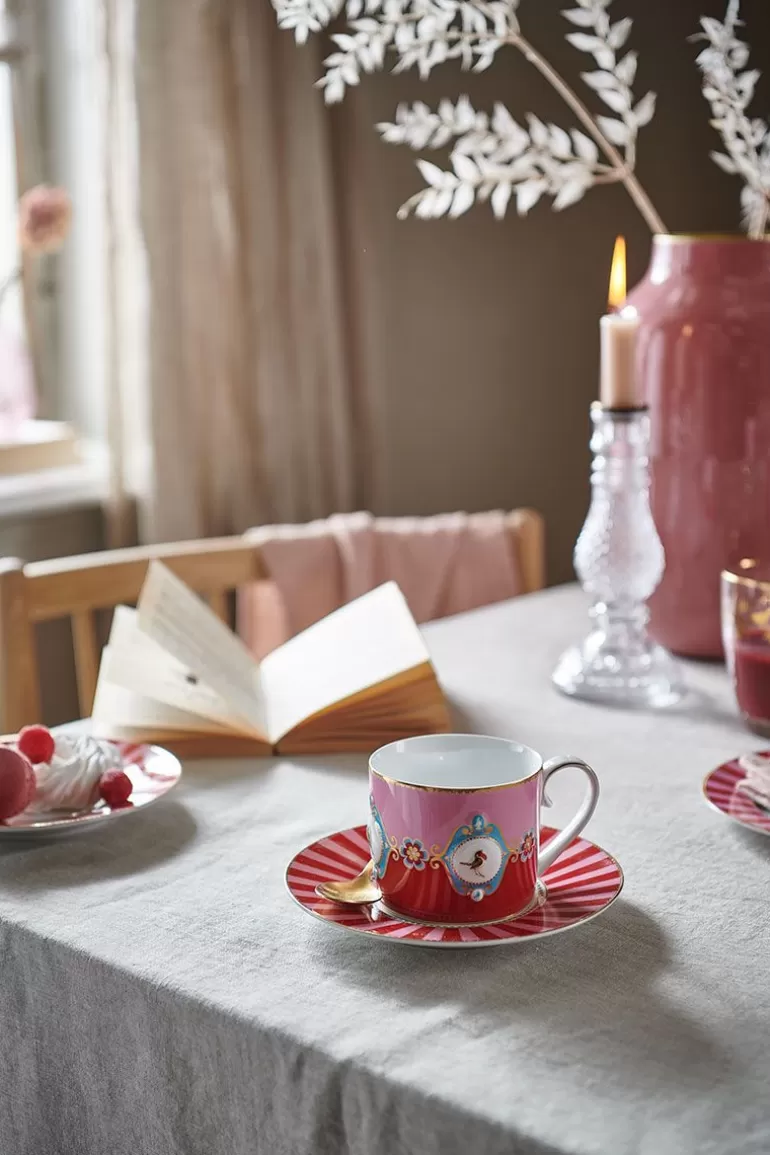 Kaffeetassen<Pip Studio Love Birds Tasse Gross Rot/Rosa