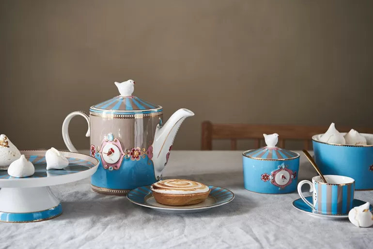 Teekannen<Pip Studio Love Birds Teekanne Medium Blau/Khaki Mehrfarbig
