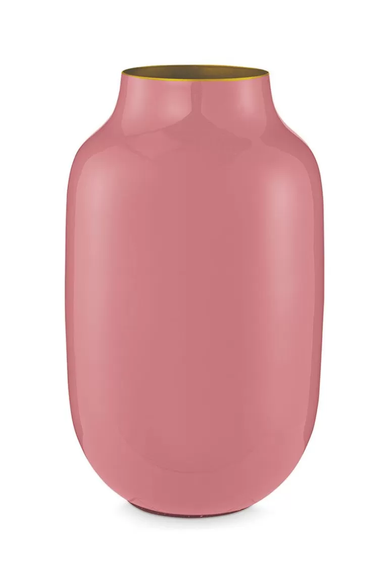 Grose Vasen<Pip Studio Ovale Metall Vase Old 30 Cm Rosa
