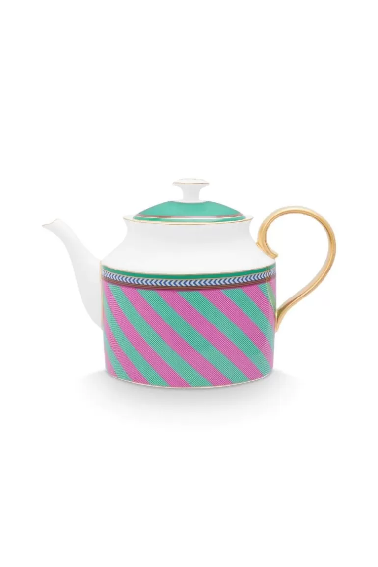 Teekannen<Pip Studio Pip Chique Stripes Teekanne Gross Rosa/Grun