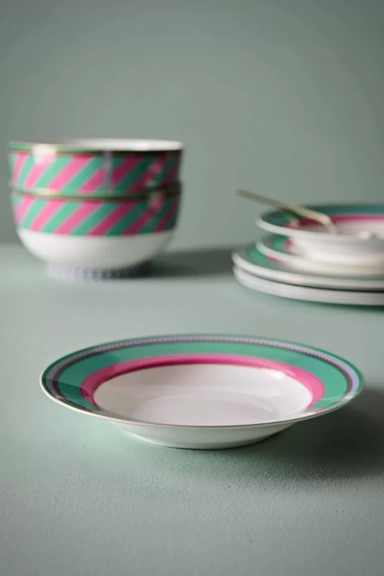 Tiefe Teller<Pip Studio Pip Chique Stripes Tiefer Teller Rosa/Grun 23.5Cm