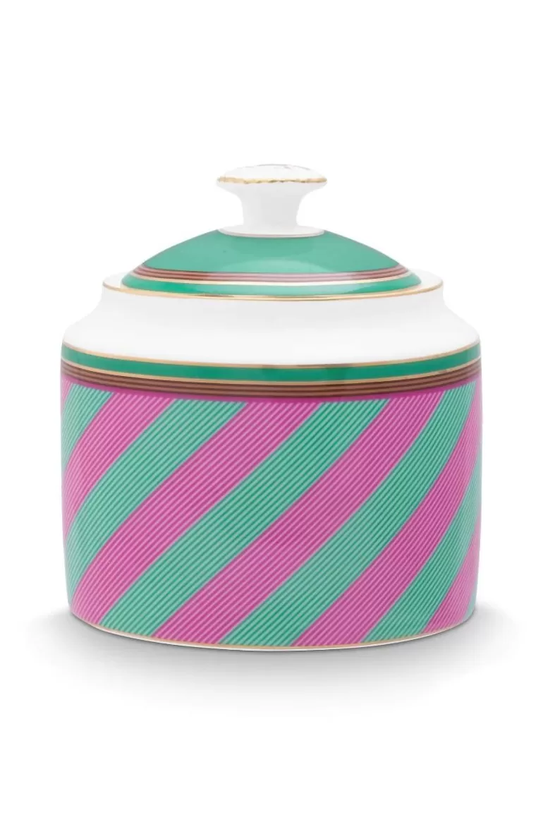Zuckerdose<Pip Studio Pip Chique Stripes Zuckerdose Rosa/Grun