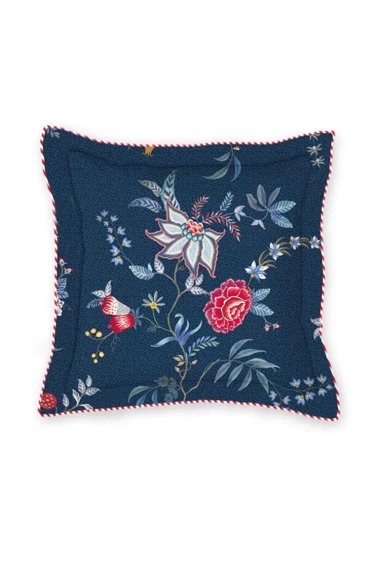 Bettkissen<Pip Studio Quadratisches Zierkissen Flower Festival Dunkel Blau