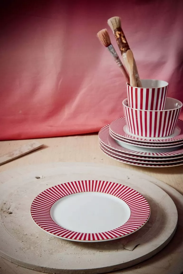 Gebäckteller<Pip Studio Royal Stripes Gebäckteller Dunkel 17Cm Rosa