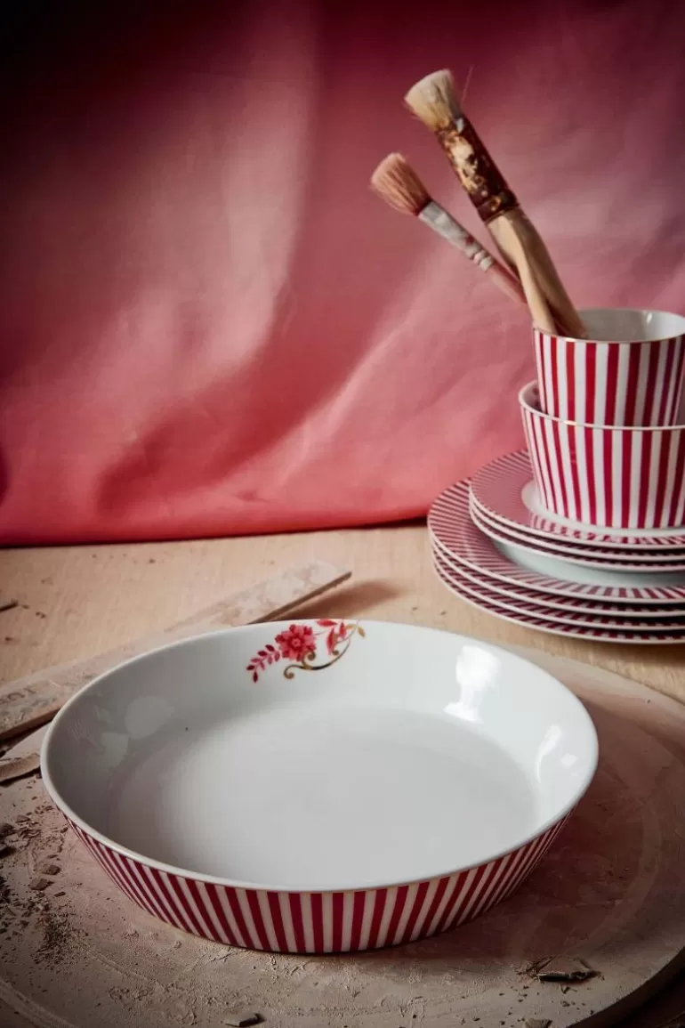 Tiefe Teller<Pip Studio Royal Stripes Tiefer Teller Dunkelrosa 21.5Cm