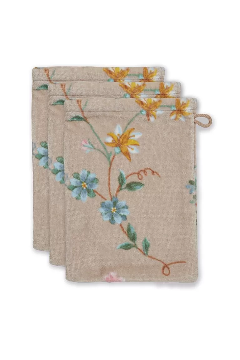 Waschlappen<Pip Studio Waschlappen Set/3 Les Fleurs 16X22 Cm Khaki