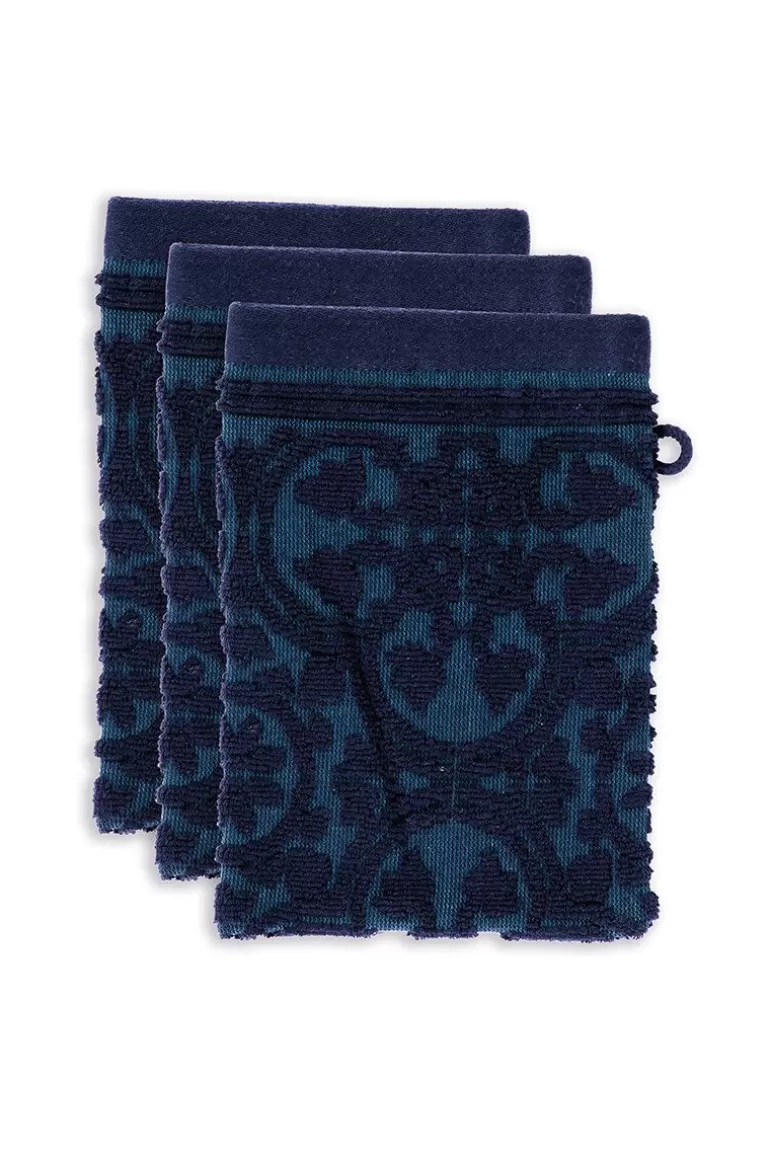 Waschlappen<Pip Studio Waschlappen Set/3 Tile De Pip Dunkel 16X22 Cm Blau