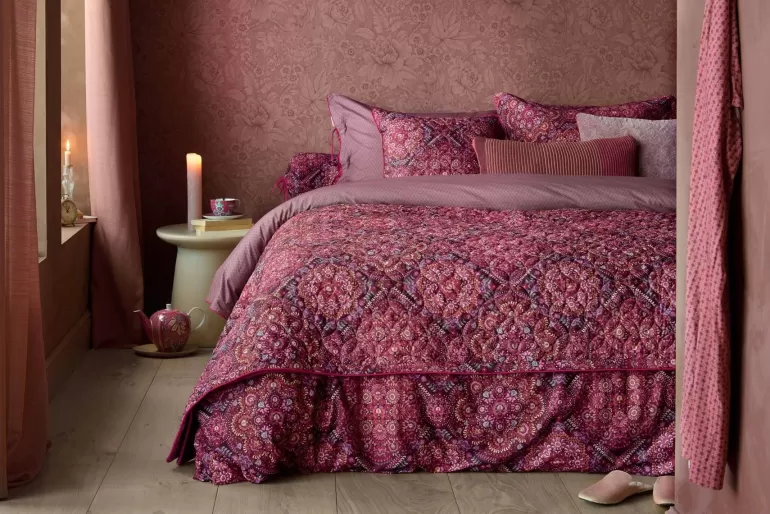 Bettkissen<Pip Studio Zierkissen Quilted Il Mosaico Dunkelrot