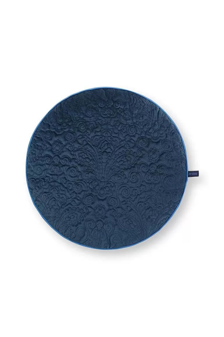 Zierkissen<Pip Studio Zierkissen Rund Quiltey Days Dunkel Blau